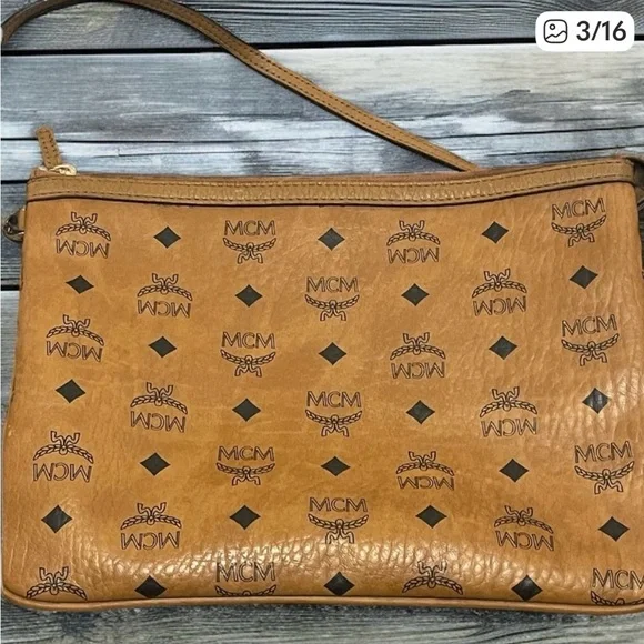 Reserved MCM Tan and Black Monogram Bag - Picture 3 of 8